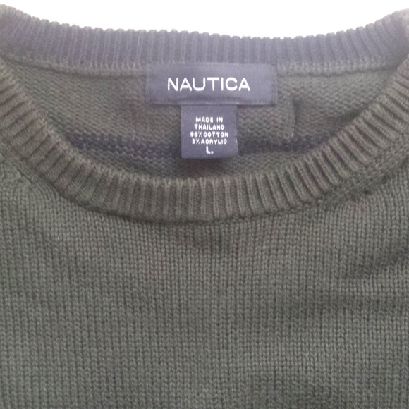 NAUTICA HUNTER GREEN CREWNECK SWEATER LARGE - Picture 3 of 5